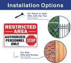 (6 Pack) Restricted Area Sign Authorized Personnel Only, Do Not Enter Sign, 10 x 7 Inches .40 Rust Free Aluminum, UV Protected, Weather Resistant, Waterproof, Durable Ink，Easy to Mount