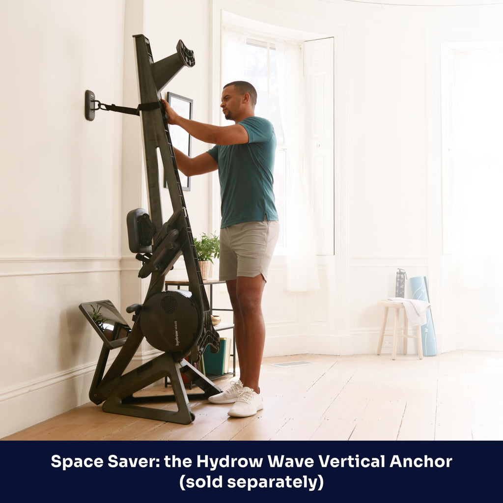 Hydrow Wave wioślarz z 16-calowym ekranem dotykowym HD i głośnikami - przechowywany w pozycji pionowej | Treningi domowe na żywo, wymagana subskrypcja