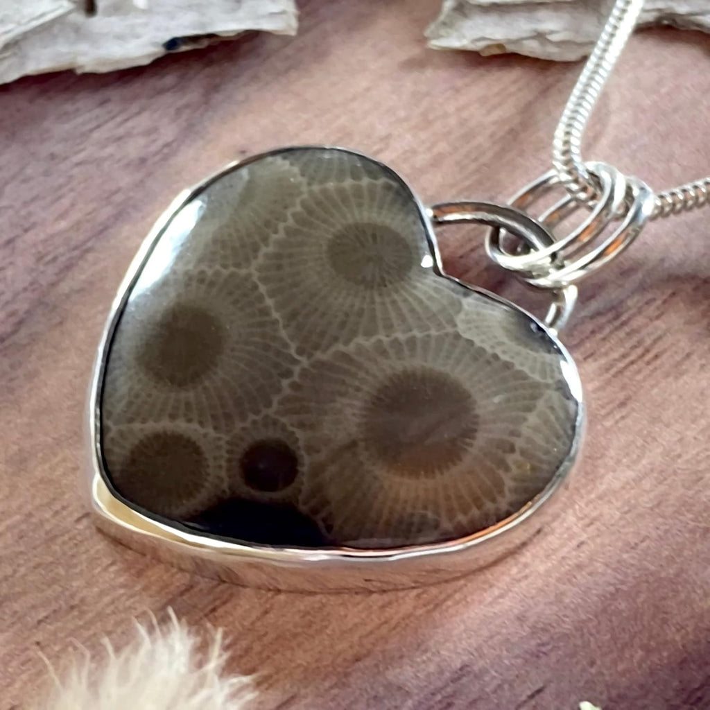 Petoskey Stone Heart Pendant Necklace