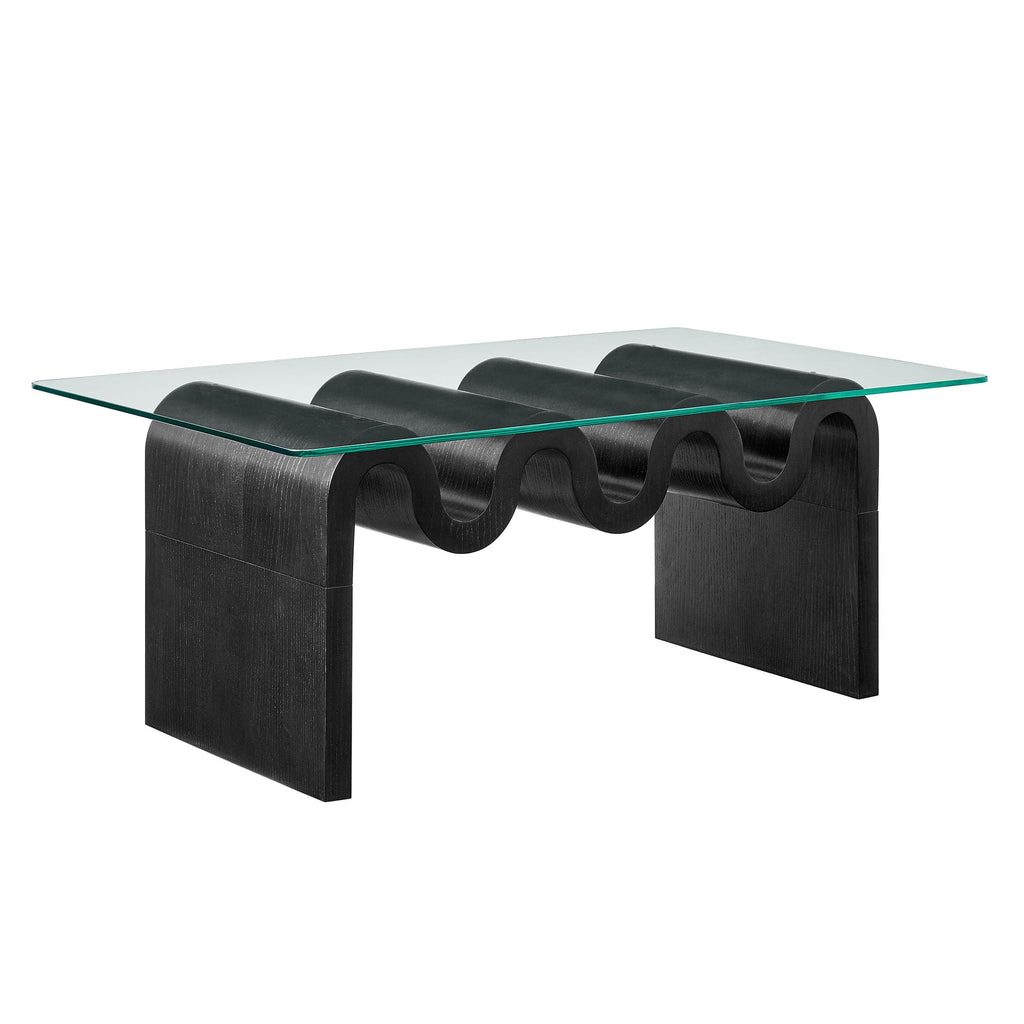 Modway Ondine Glass and Wood Coffee Table in Spiced Apple