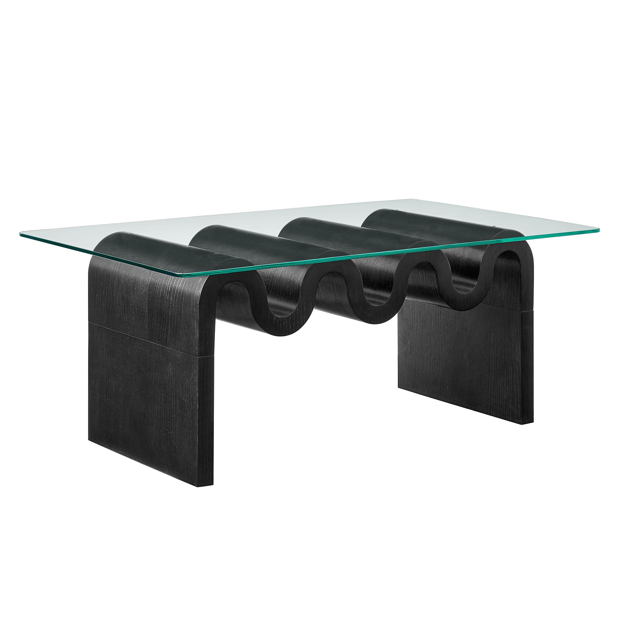 Modway Ondine Glass and Wood Coffee Table in Spiced Apple