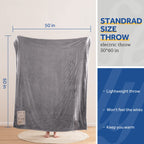 SEALY Electric Blanket Throw, Flannel Heated Blanket with 6 Heat Settings & 2-10 Hours Auto Shut Off, Fast Heating & Machine Washable for Home Office Use, 50x60 Inch, Light Grey