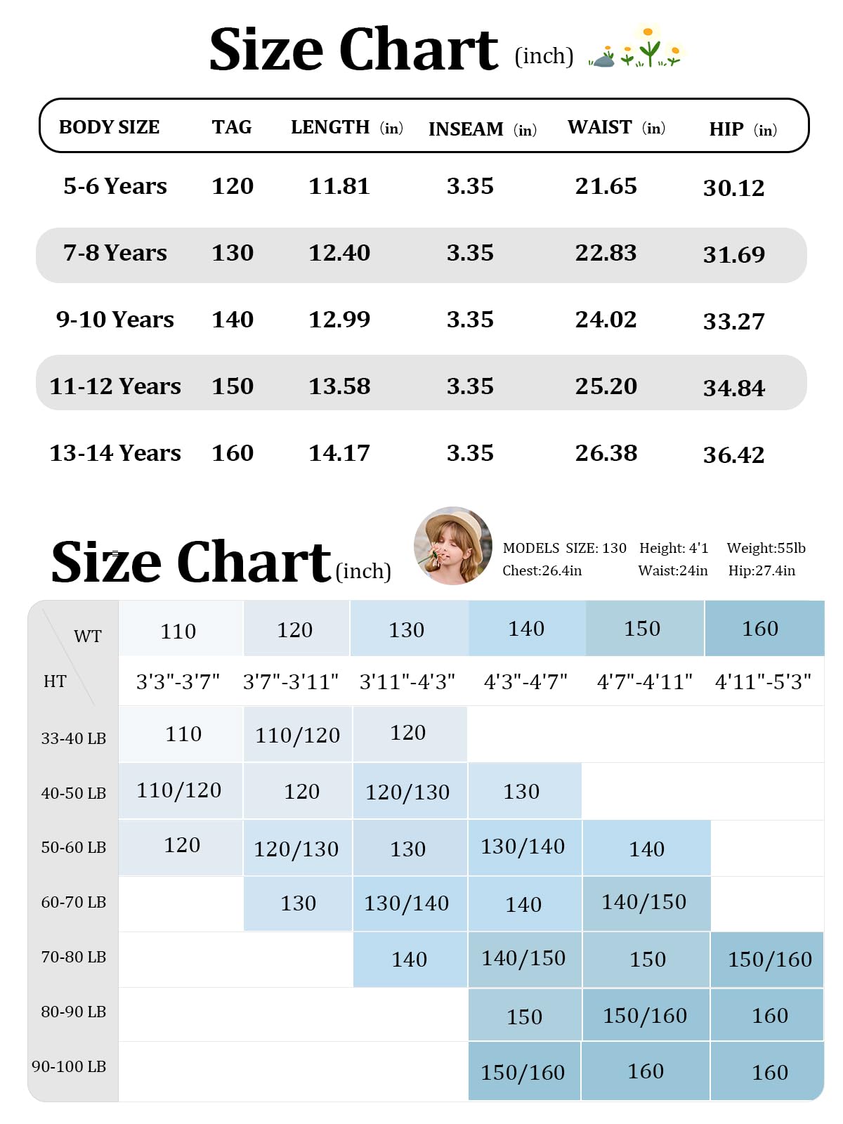 Pige blomstrede nederdele Børnemode elastisk høj talje flæse flydende shorts med snøre 5-14 år blå