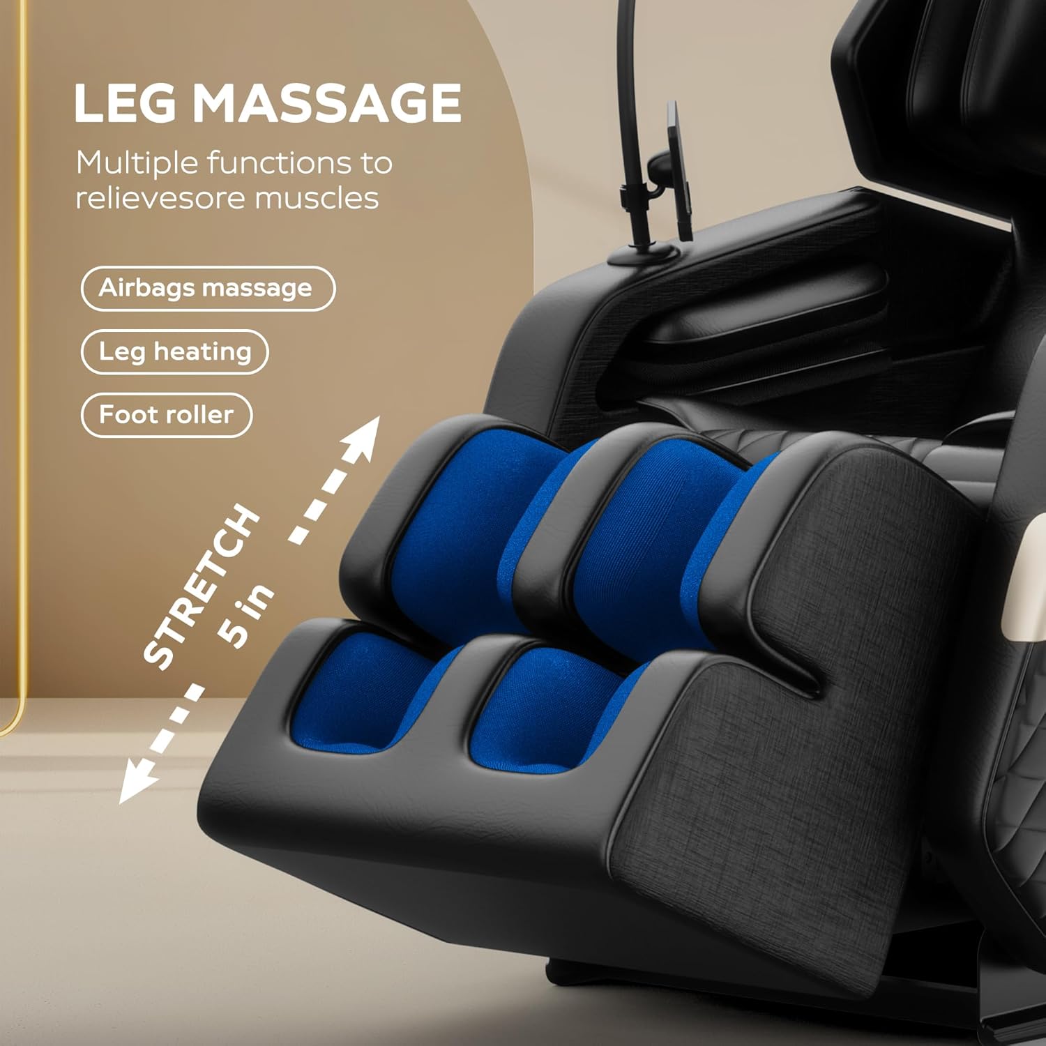 Luxury Zero Gravity Full-Body Massage Chair with Heating, Bluetooth Audio, and Foot Rollers - Home Relaxation Recliner (Velvet Black)
