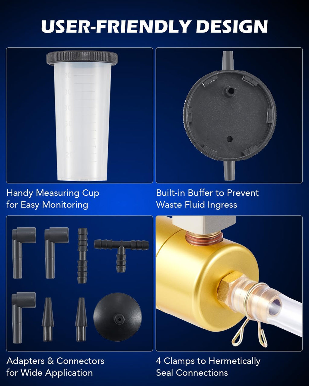 Orion Motor Tech Brake Bleeder Kit with Hand Vacuum Pump and Adapters, Brake Bleeding Kit for Brake Fluid Power Steering Fluid More, Vacuum Brake Bleeder Pump with Pressure Gauge