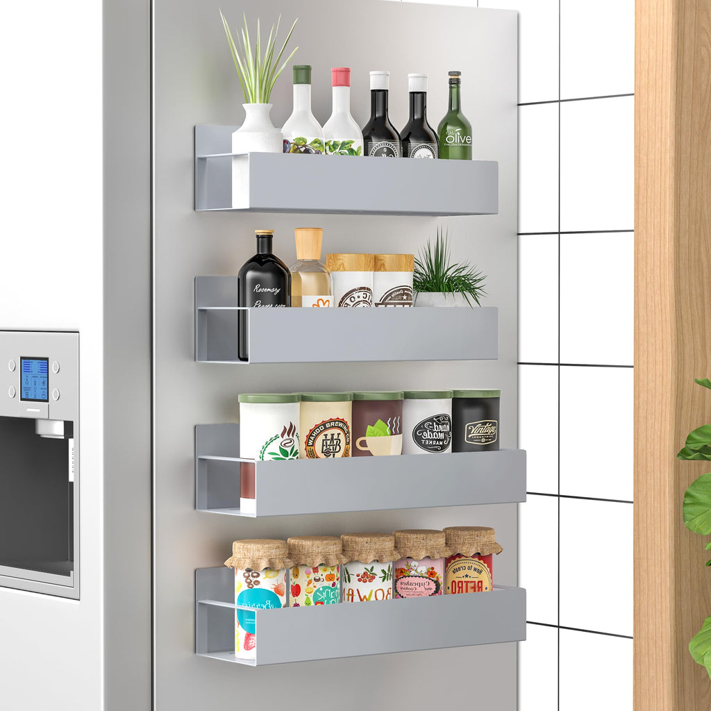 6 Pack Magnetic Spice Storage Rack Organizer for Refrigerator and Oven, Black Fridge Organizers and Storage