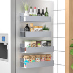 6 Pack Magnetic Spice Storage Rack Organizer for Refrigerator and Oven, Black Fridge Organizers and Storage
