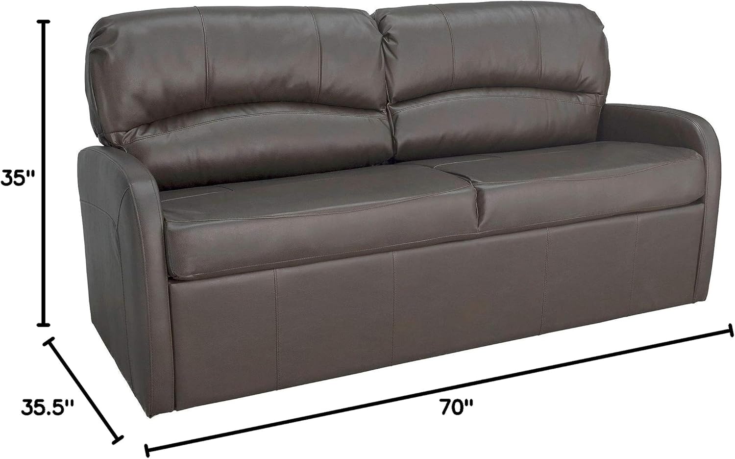 RecPro Charles Collection | 70" RV Jack Knife Sofa w/Arms | RV Sleeper Sofa | RV Couch | RV Living Room (Slideout) Furniture | RV Furniture | Camper Furniture | Chestnut