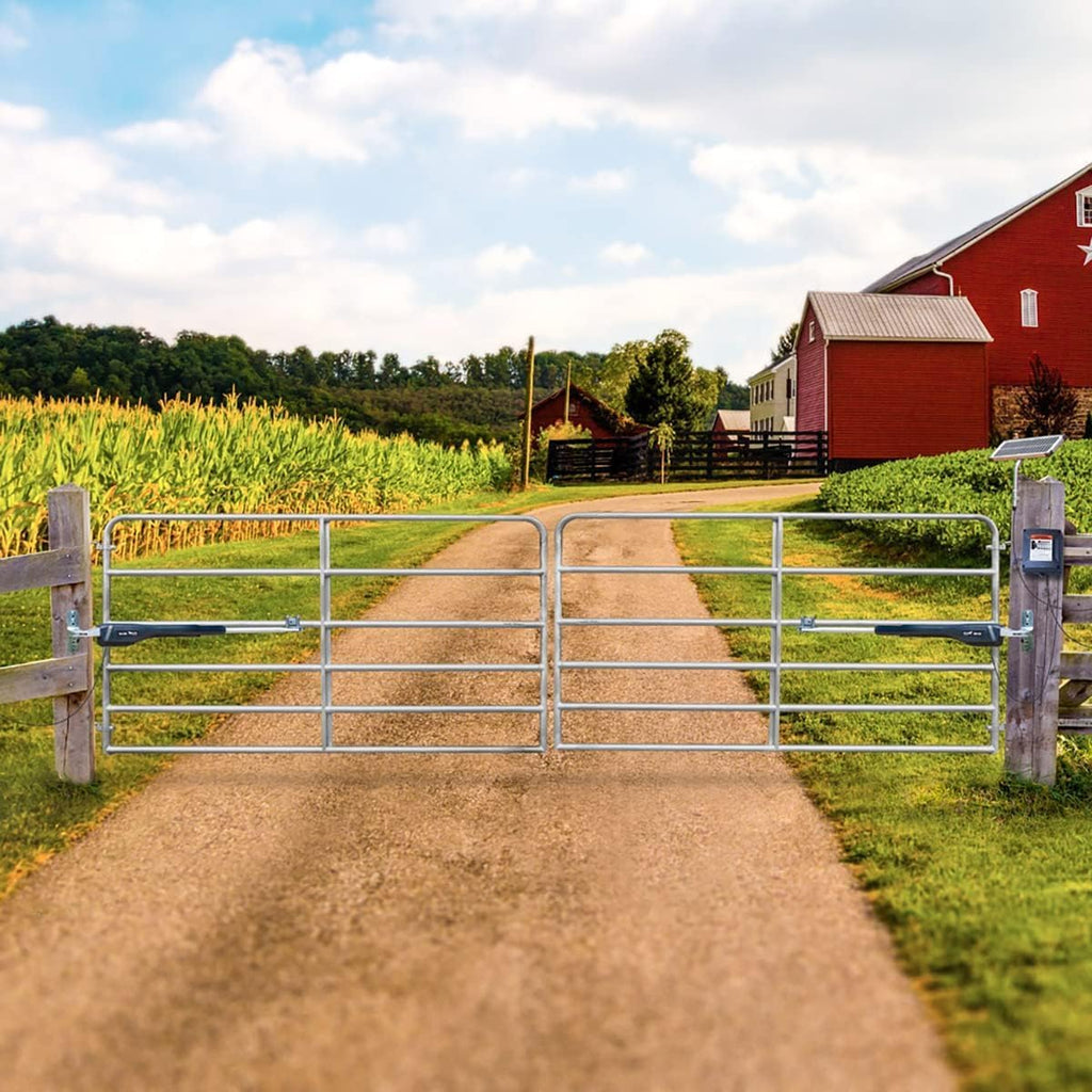 Mighty Mule Gate Opener, Solar Ready, Automatic Gate Opener for Dual Swing Gates up to 300lb or 12ft, with Precision Installation Ruler, Upgraded Kit, MM272-A