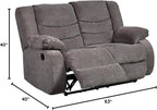 Signature Design by Ashley Tulen Modern Manual Pull Tab Reclining Loveseat, Dark Gray