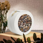 Small Jewelry Box Leather Travel Jewelry Case Waterproof Round Jewelry Organizer White For Womens Rings Necklaces Gifts Petoskey Stone