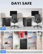 DAYI Safe Box, 3.0 Cubic Feet Home Safes with Fireproof Waterproof Bag, Security Safe for Money Cash Documents, Digital Keypad, Dual Alarm System, Removable Shelf - D-60