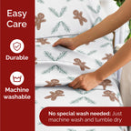 Komplet pościeli King Christmas Tree - Świąteczny wzór Xmas na lnie - Głębokie kieszenie - Dopasowany krój - 4 części - Bez zagnieceń - Wygodna i chłodząca świąteczna pościel zimowa - Łatwa w pielęgnacji - Przyjazna dzieciom