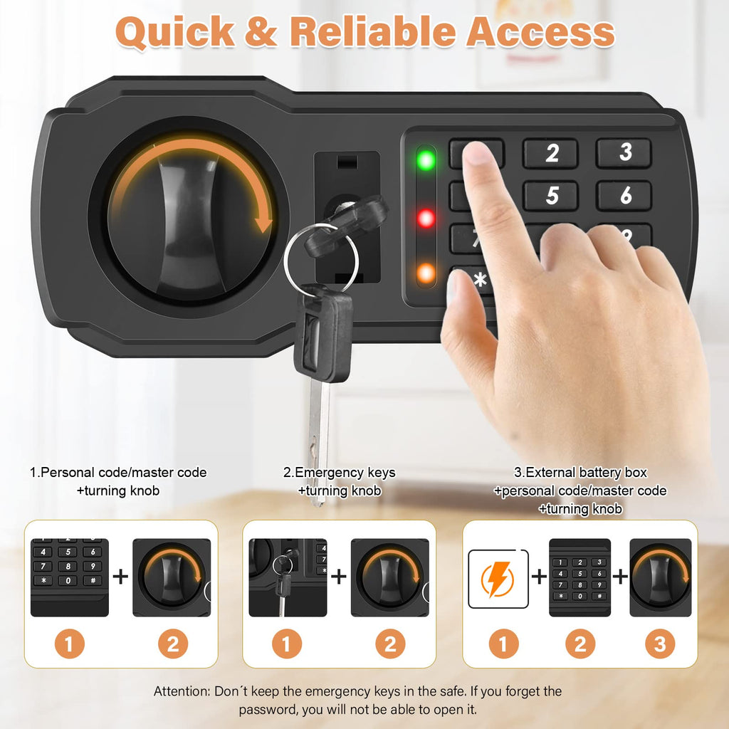 1.2 Kubieke Thuiskluis Vuurvast Waterdicht met Vuurvaste Tas, Inbraakwerende Vuurvaste Kluis met Verwijderbare Plank, Beveiligingskluis voor Pistool Geld Medicijnen Belangrijke Documenten
