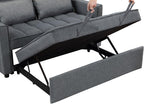 2-in-1 Convertible Loveseat Sofa Bed with Pull Out Bed and Storage Sectional Counch for Living Room, Apartment, Bedroom, Office, Gray