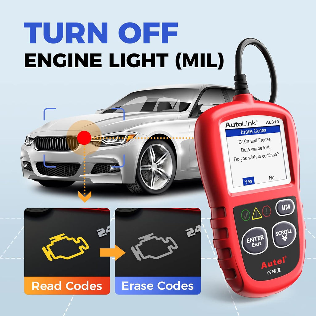 Autel Professional OBD2 Scanner AL319 Code Reader, Enhanced Check and Reset Engine Fault Code, Live Data, Freeze Frame, CAN Car Diagnostic Scan Tools for All OBDII Vehicles After 1996, 2025 Upgraded