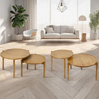 Wooden Round Nesting Coffee Tables Set of 2,Round End Table,Small Nesting Tables,Side Table,for for Living Room Bedroom Balcony by Solid Wood