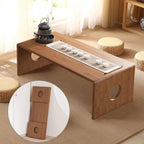 Foldable Japanese Floor Table Low Bamboo Coffee Table for Tatami Meditation,Easy Assembly,Space-Saving Design, Ideal for Small Spaces,Living Room,Bedroom,Office (Walnut, 31.49 INCH)