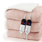 Heated Blanket Electric Throw Waffle, 50x60 Inches Sherpa Fleece Fast Heating Blanket 6 Heating Levels & 4 Hours Auto Off ETL Certification, Sage Green Throw