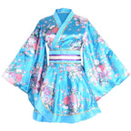Kimono Costume Adult Japanese Geisha Floral Patten Gown Blossom Bathrobe Sleepwear With Obi Belt