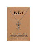 Lcherry Faith Cross Pendant Necklace for Women Religious Christian Jewelry Mother's Day Gifts for Women