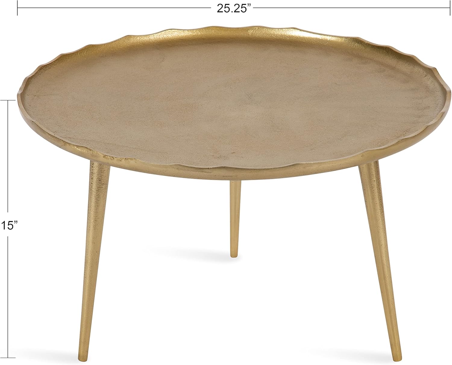 Kate and Laurel Alessia Modern Coffee Table, 25 x 25 x 15, Gold, Metal Coffee Table with Antique Detailing for Storage and Display