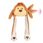 Animal Hat with Ears Moving Jumping Pop Up Beating Hat Plush Holiday Cosplay Dress Up Funny Gift for Kids