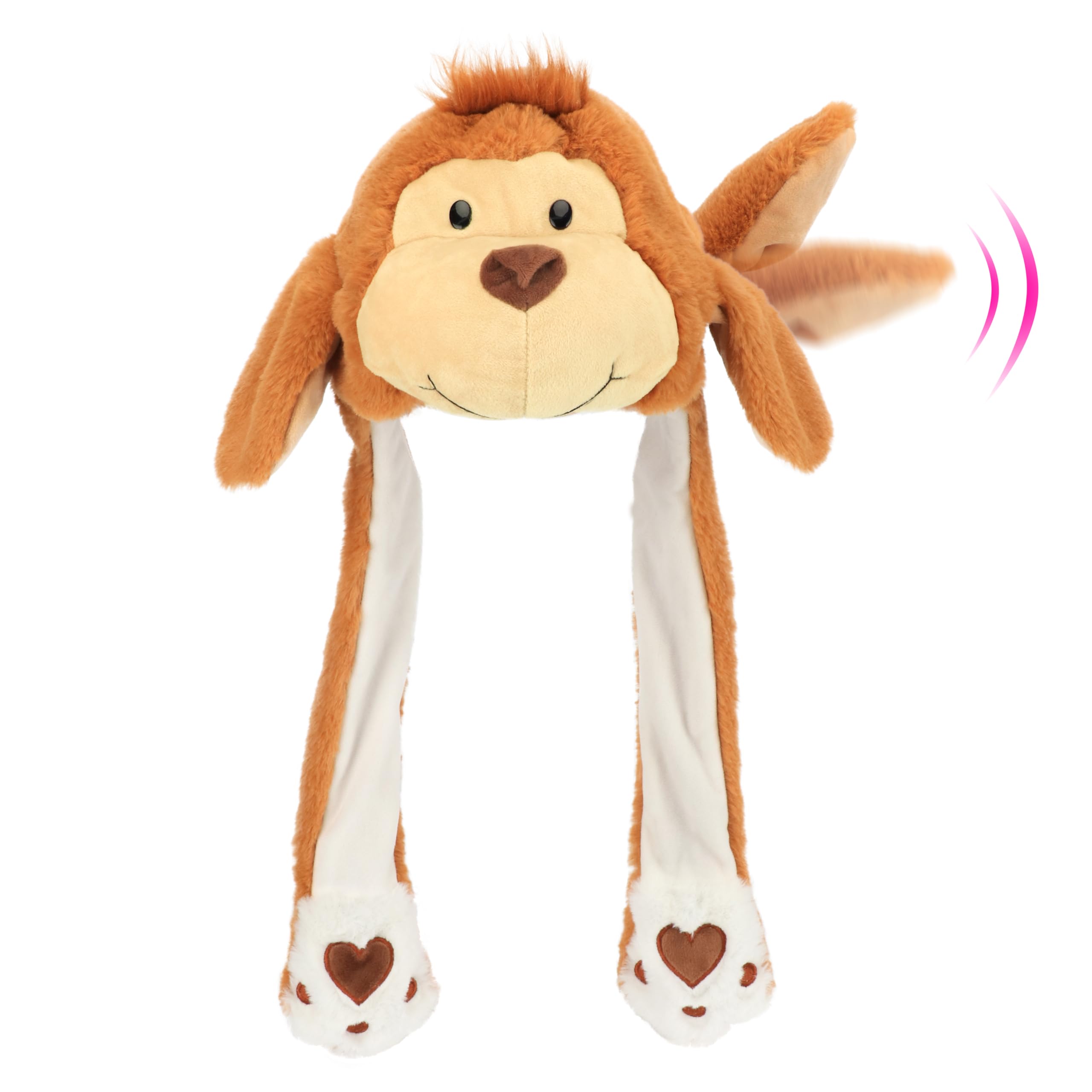 Animal Hat with Ears Moving Jumping Pop Up Beating Hat Plush Holiday Cosplay Dress Up Funny Gift for Kids