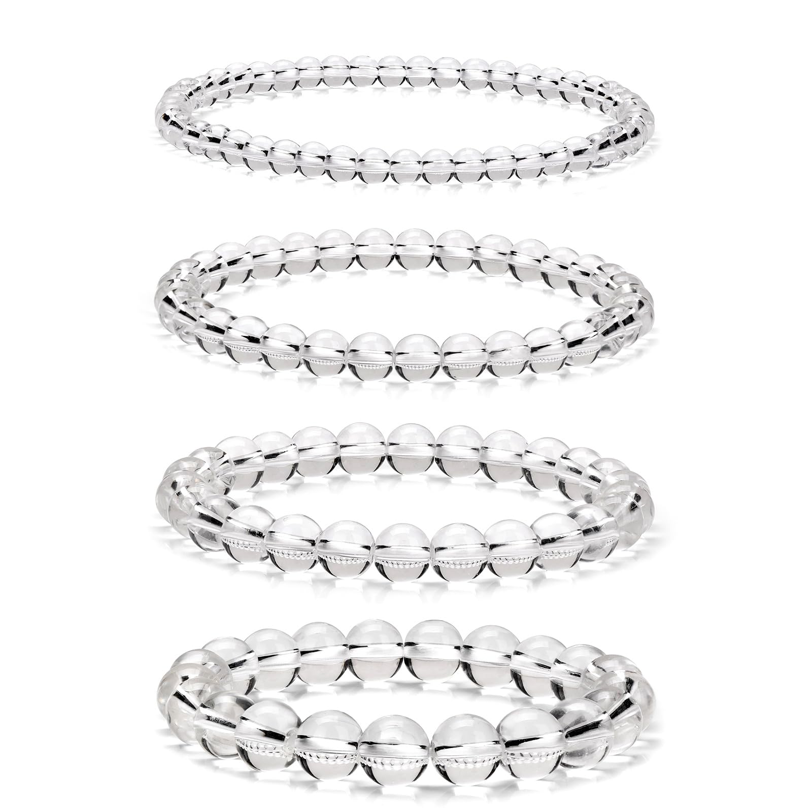 4pcs Beaded Bracelets for Women,Natural Healing Crystal Gemstones Bracelet,Anxiety Stress Relief Bracelet Handmade purple Jewelry Gifts for Women