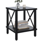 Large End Table Square Side Table Modern Sofa Table 20 Inch Industrial Coffee Table NightStand with 2-Tier Storage Shelf for Living Room Bedroom Black MLBZ06B