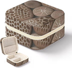 Travel Jewelry Case Petoskey Stone Printed Small Jewelry Box Jewelry Organizer Storage Case Portable PU Leather Mini Jewelry Travel Case for Rings Earrings Necklaces