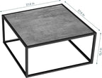 SAYGOER Small Coffee Table Square Modern Coffee Tables for Small Space Low Center Table for Living Room Office, Wood Top with Metal Frames, Easy Assembly, Gray Wood