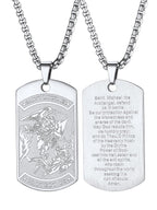 FaithHeart Saint Michael Necklace, Stainless Steel/18K Gold Plated St Michael the Archangel Pendant Amulet for Men Women with Gift Packaging