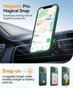 CANSHN 磁気対応 iPhone 13 Pro Max ケース、アップグレード版【フルカメラ保護】【Magsafe対応】【半透明マット】耐衝撃保護スマホケースカバー 6.7インチ - ディープグリーン