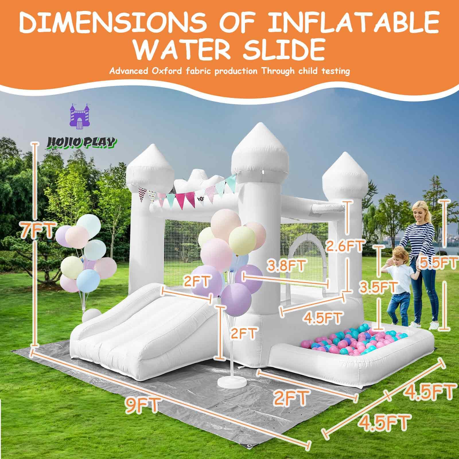 JIOJIOPLAY 9FT White Bounce House,Inflatable Toddler Bouncy House for 3-6 Age Kids Party Gift with Blower White Jumper Bouncy Castle Wedding Decorations for Outdoor Play Backyard - Grand Goldman