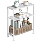 Narrow Side Table for Small Space, 2-Tier Small End Table with Shelf Holder, Slim Nightstand, Skinny Snack Couch Table in Living Room, Bedroom, Study, Kitchen and Balcony (Rustic Brown &Black)