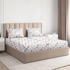 Komplet pościeli King Christmas Tree - Świąteczny wzór Xmas na lnie - Głębokie kieszenie - Dopasowany krój - 4 części - Bez zagnieceń - Wygodna i chłodząca świąteczna pościel zimowa - Łatwa w pielęgnacji - Przyjazna dzieciom