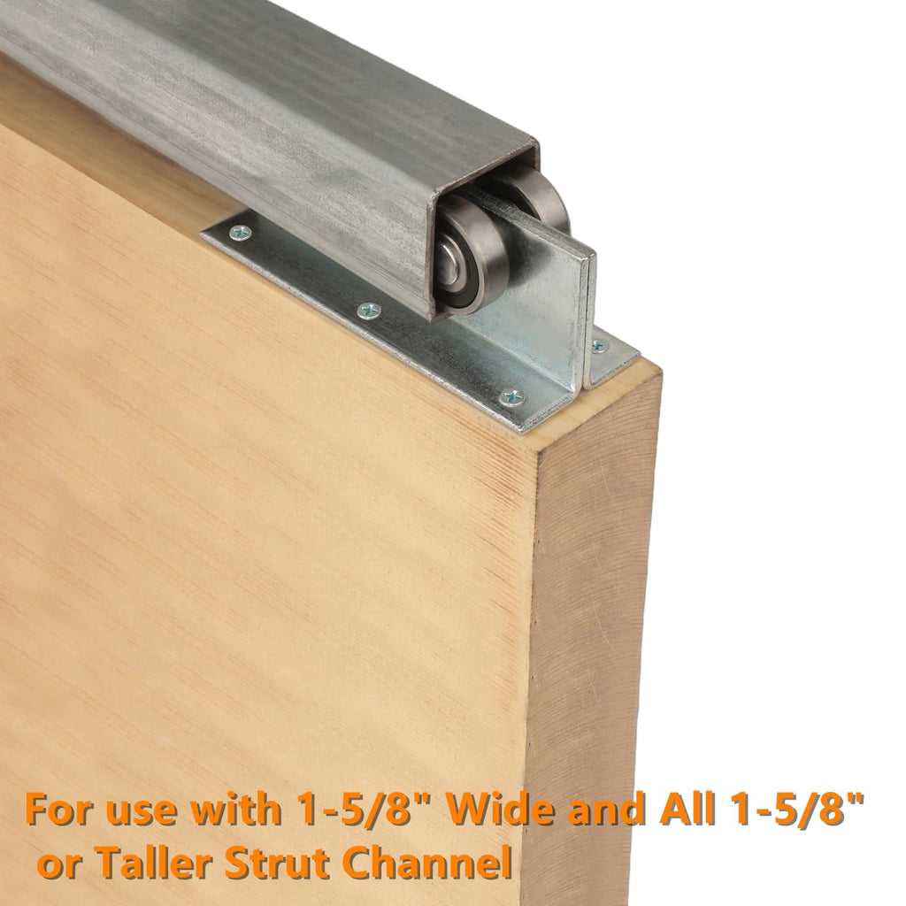 BiJun 4 Wheel Trolley Assembly Roller Strut Channel Trolley Heavy Duty Barn or Shed Sliding Doors for Use with 1-5/8" Wide and All1-5/8 Taller Strut Channel (2PC)