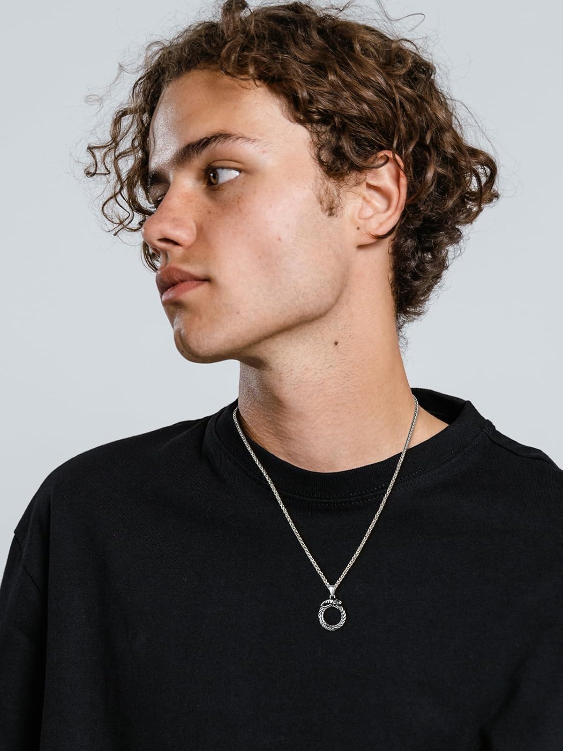 U7 Punk Chameleon/Eagle/Dragon/Hawk/Wolf Necklaces for Men Women, Retro Black Stainless Steel Animal Pendant Personalized Jewelry Gift Cool Necklace with 22 Inch Chain