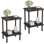 Apicizon 2 Tier End Table, Small Side Table with Solid Wood Legs, Boho Bedside Table with Storage Shelf, Nightstand for Small Spaces, Bedroom, Living Room, Entryway, Farmhouse, Easy Assembly, Natural