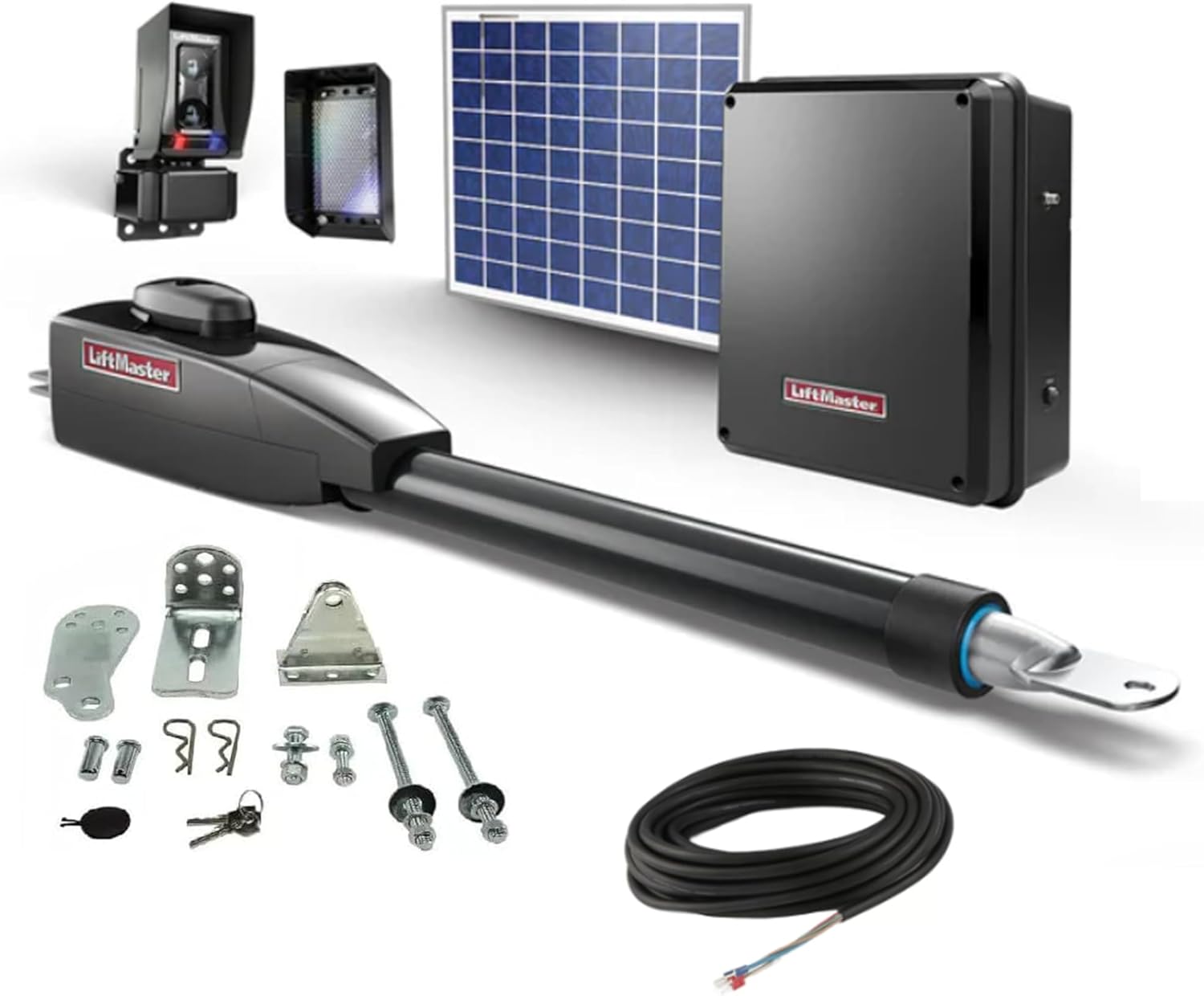 LA412PKGUL Solar-Powered Single Swing Gate Opener Kit – Advanced Safety, MyQ Connectivity, and Durable Performance