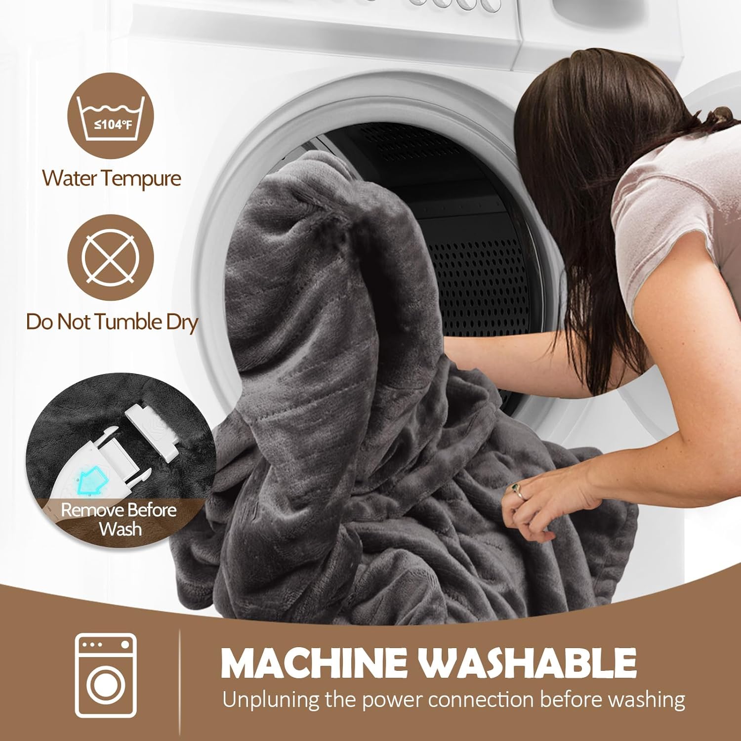 HOW'S MY HOUSE Heated Blanket 84" x 90", Dual Control Electric Blanket Queen Size with 10 Time Settings & 6 Heating Levels, Over-Heat Protection, Flannel Sherpa Super Cozy with ETL Certification, Gray