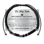 VOHIVI To My Son Bracelet from Mom,Morse Code Bracelets with Engraved Wallet Card,Adjustable Handmade Mens Beaded Bracelets easter basket stuffers