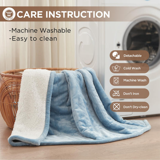 Westinghouse Heated Blanket Queen Size, Soft Flannel to Sherpa Electric Blanket with 10 Heating Levels, 12 Hours Auto Off, Fast Heating Blanket, Machine Washable, 84x90 Inch, Charcoal