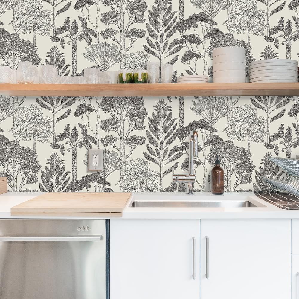 Lativo Vintage Skovskræl og Stick Tapet til Badeværelse Vandtæt Boho Kontakt Papir til Skabe Træ Selvklæbende Aftageligt Tapet Soveværelse Dekorativ Retro Vinyl Hylde Liner 17.3inW 393inL