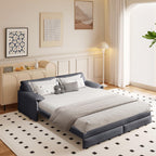 74.8" Queen Pull Out Sofa Bed, Luxury Velvet Convertible Sleeper Couch Futon, Comfy Cloud Pullout Couches,Loveseat Recliner for Living Room Office RV Small Places (Grey, 74.8'')