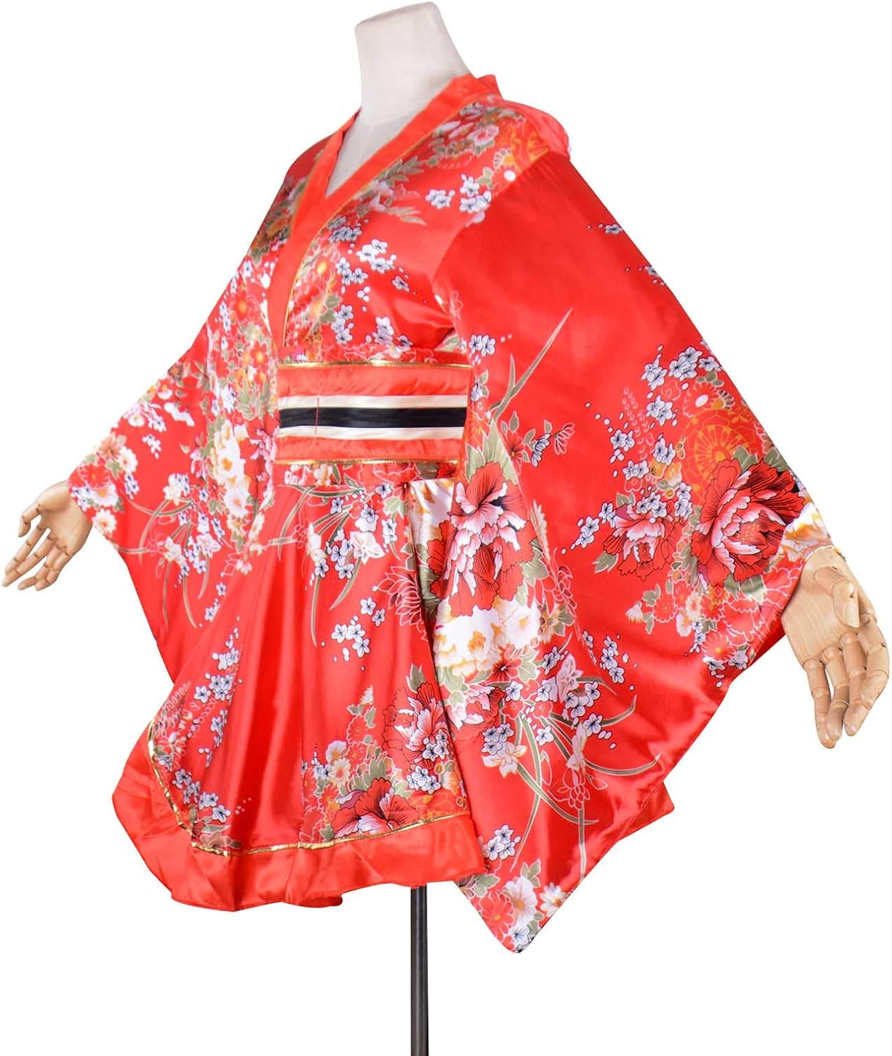 Kimono Costume Adult Japanese Geisha Floral Patten Gown Blossom Bathrobe Sleepwear With Obi Belt