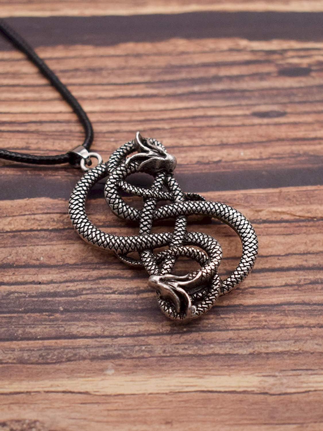 HAQUIL Snake Necklace, Norse Loki Snake Serpent Symbol Pendant, Viking Jewelry Gift for Men and Women