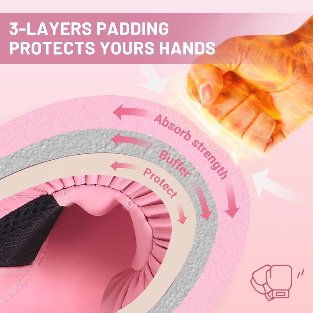 FIVING Pro Style Boxing Gloves for Women, PU Leather, Training Muay Thai,Sparring,Fighting Kickboxing,Adult Heavy Punching Bag Gloves Mitts Focus Pad Workout for Ladies