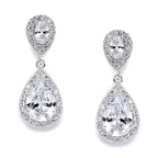Mariell Cubic Zirconia Crystal Teardrop Dangle Bridal and Wedding Earrings, CZ Jewelry for Brides, Bridesmaids, Homecoming, Prom and Dressy Everyday Wear